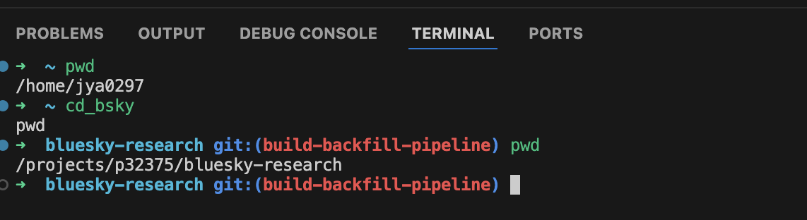 Example zsh shell on HPC