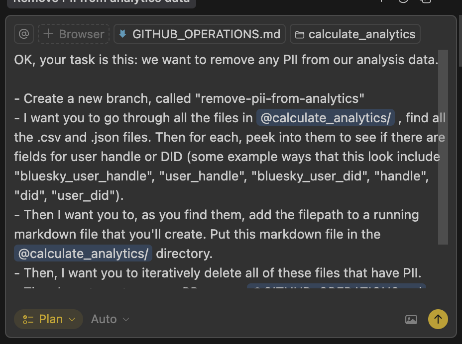 My initial prompt to Cursor