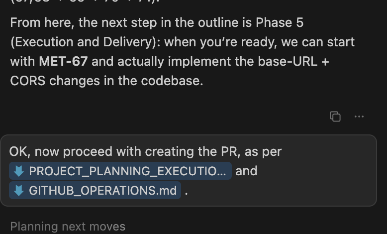 Telling Cursor to create a PR