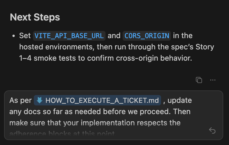 Cursor executing the ticket