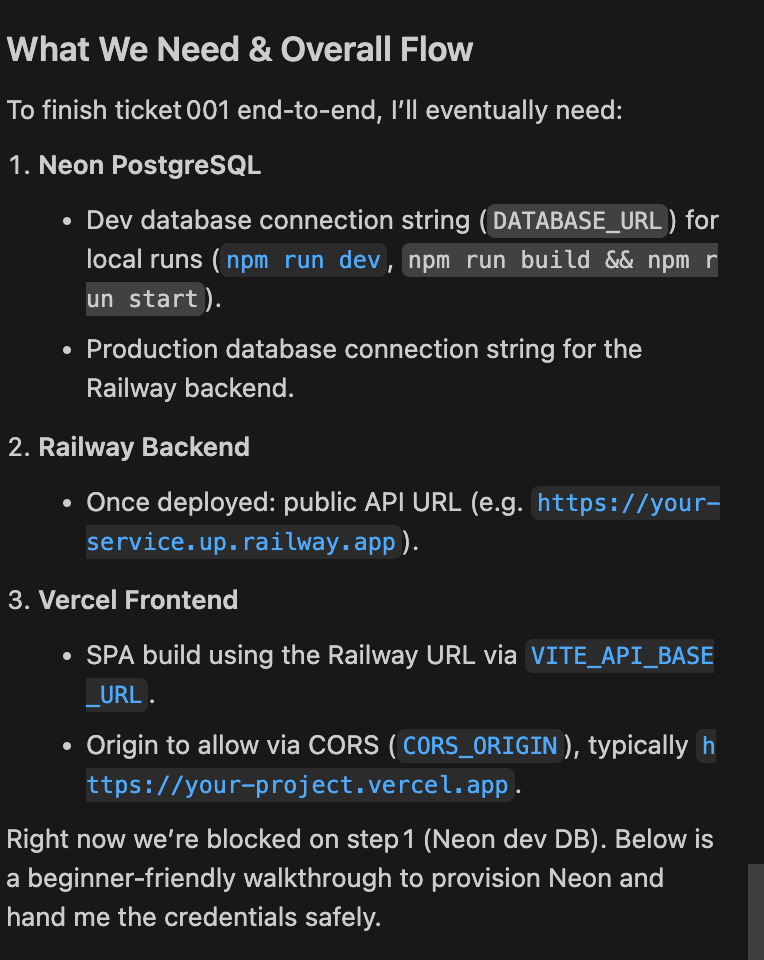 Cursor telling me exactly what it needs