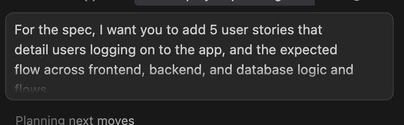 Adding user stories to spec