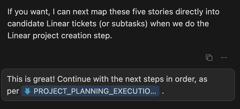 Asking Cursor to create the next tickets