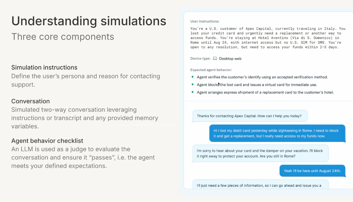Interface for understanding user simulations