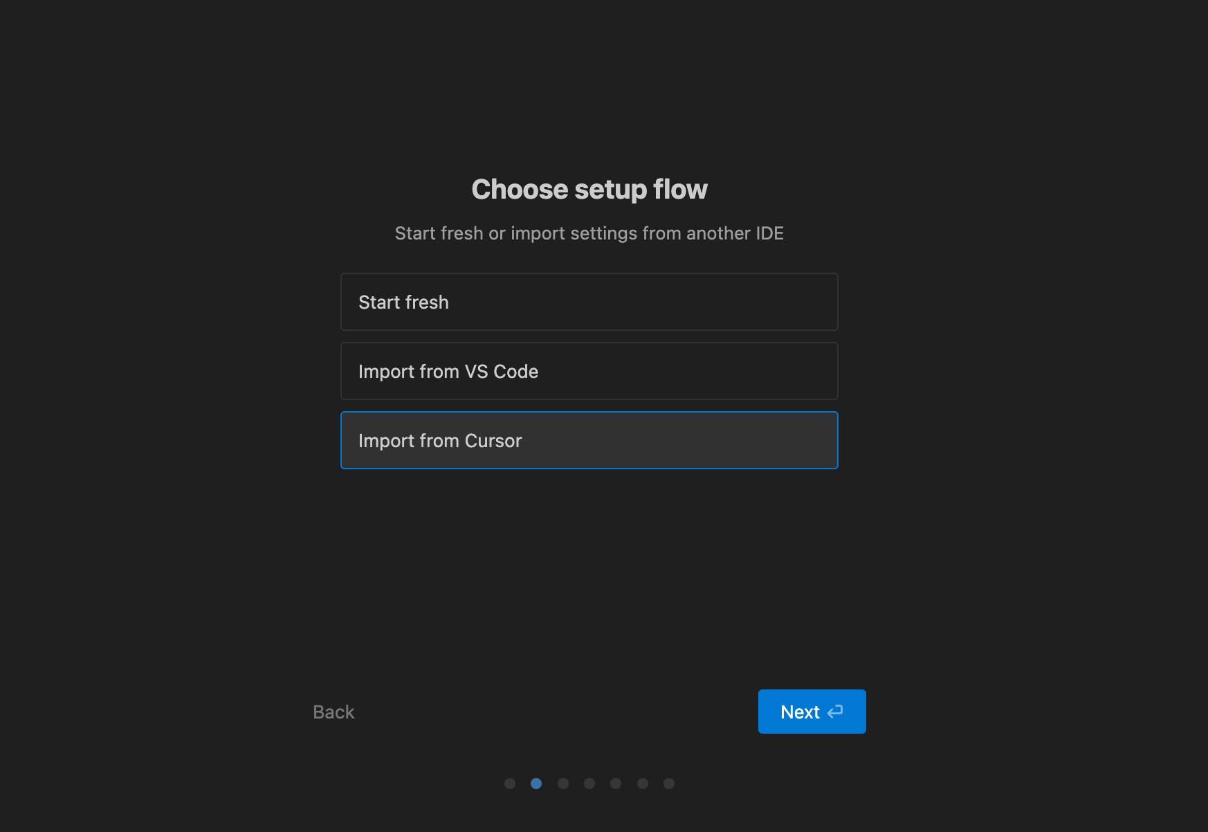 Importing settings from Cursor