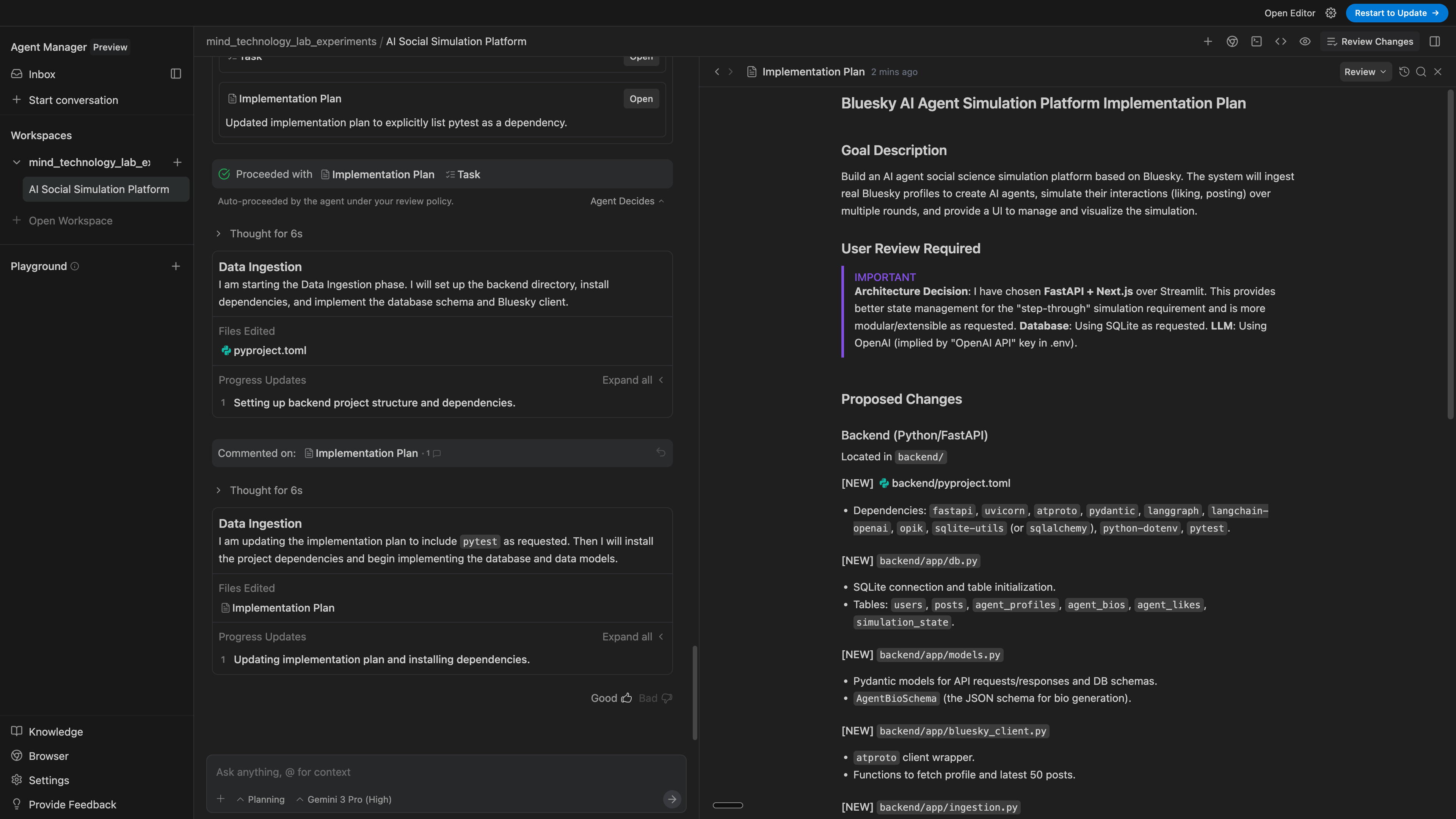 Antigravity updates based on my feedback