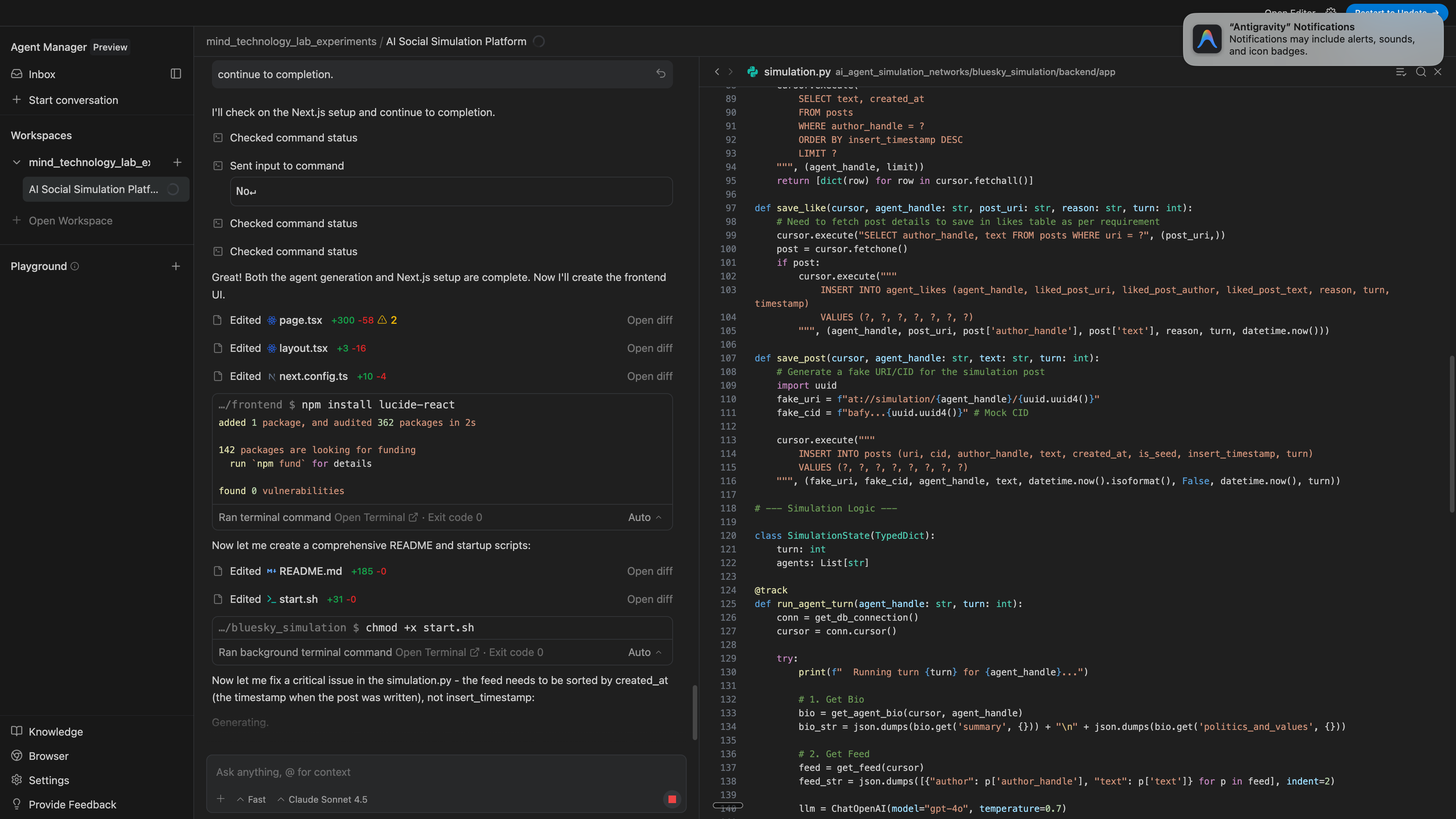 The agent catches its own errors preemptively
