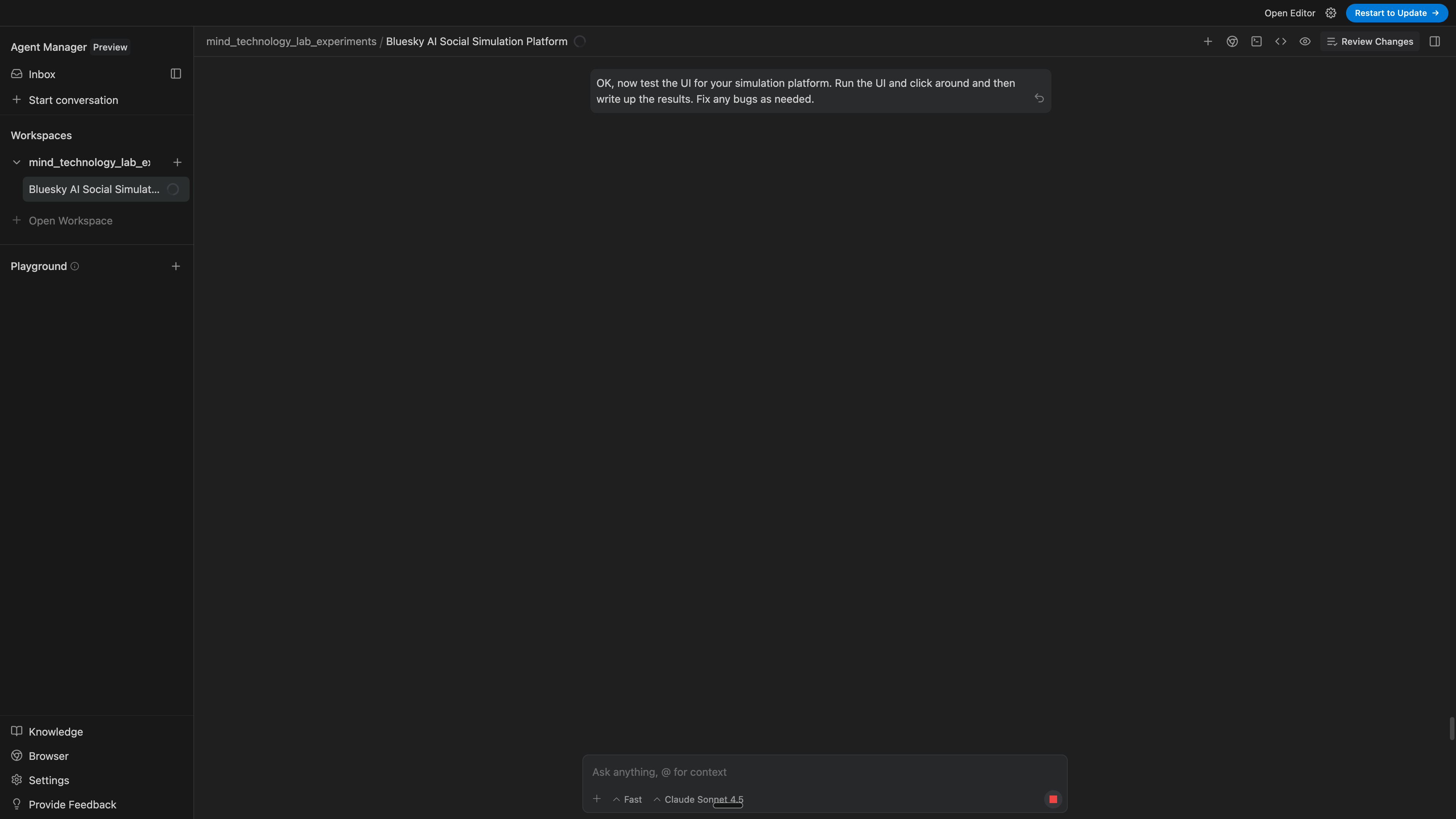 Asking Antigravity to verify its work