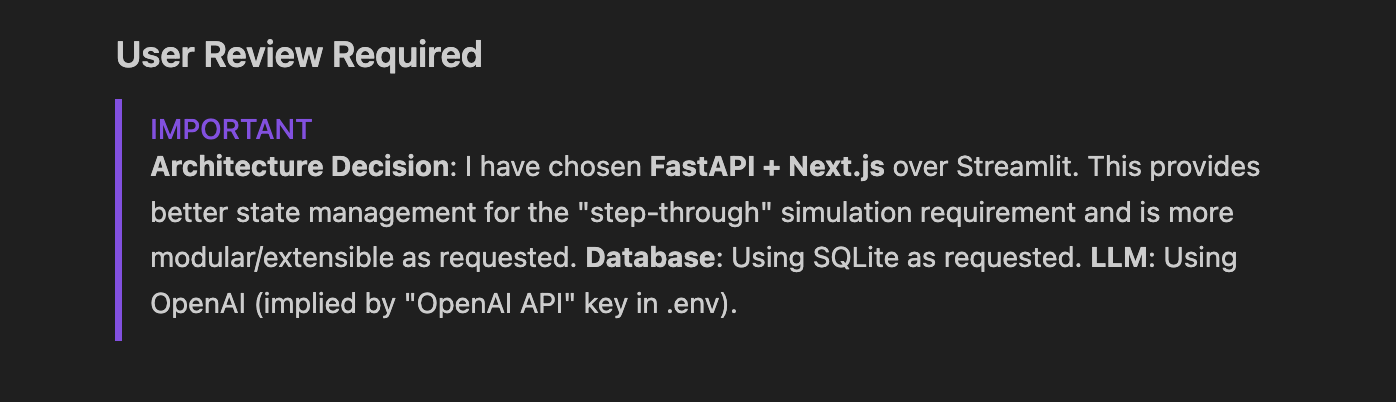 Antigravity flagging what I should look at