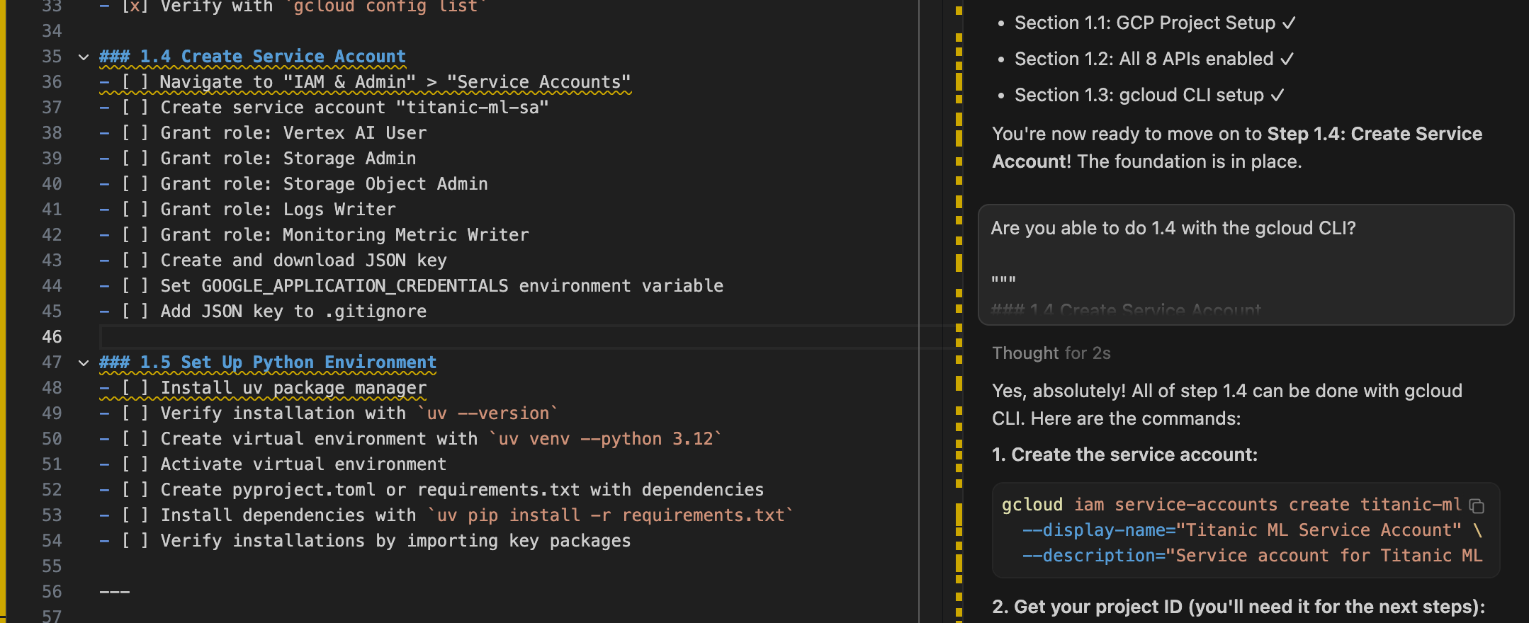 Using AI agents to set up GCP