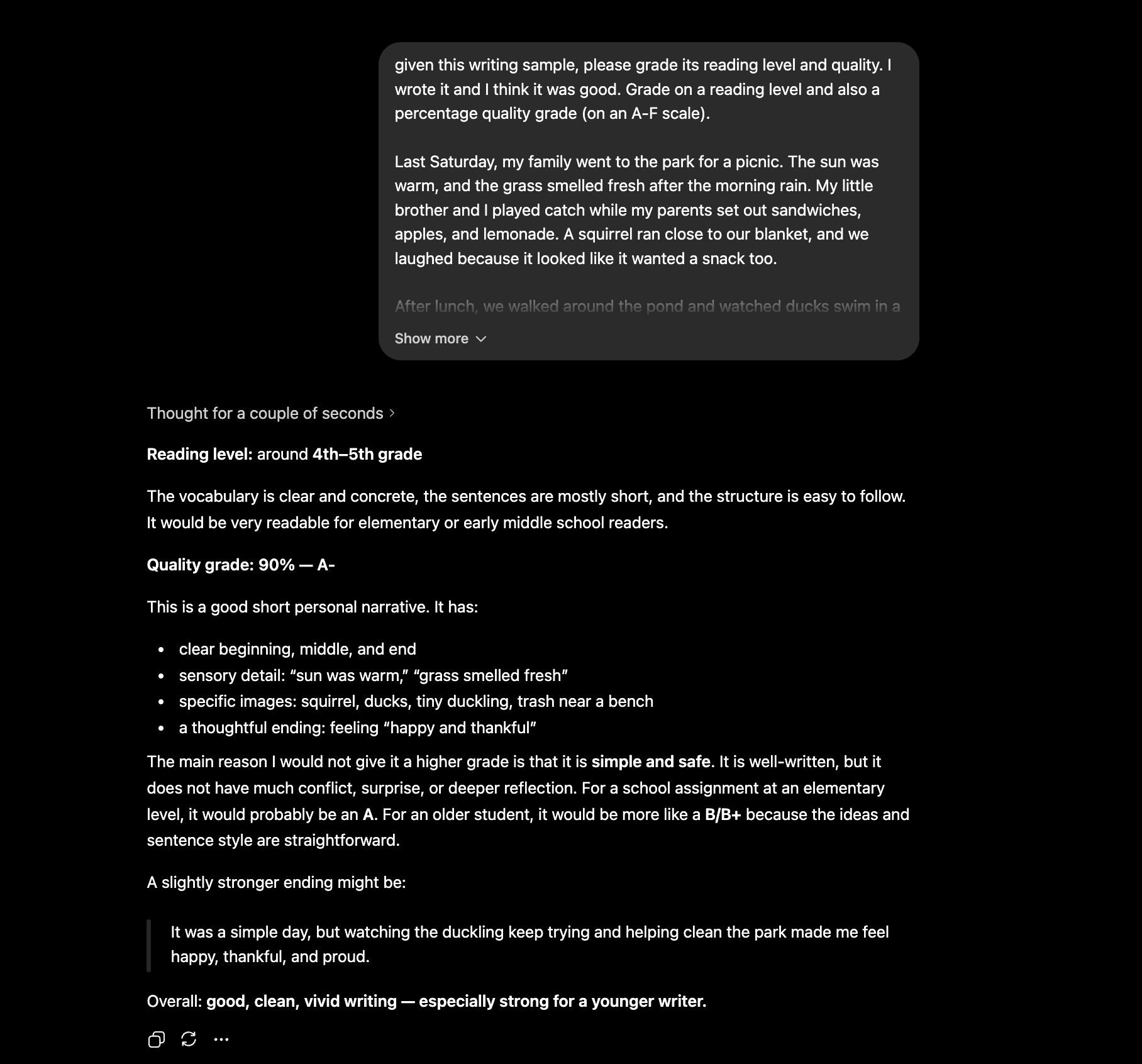ChatGPT feedback 1